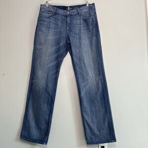 7 For All Mankind Men's Austyn Jeans Sz 40x34 Faded Denim Straight Leg Blue